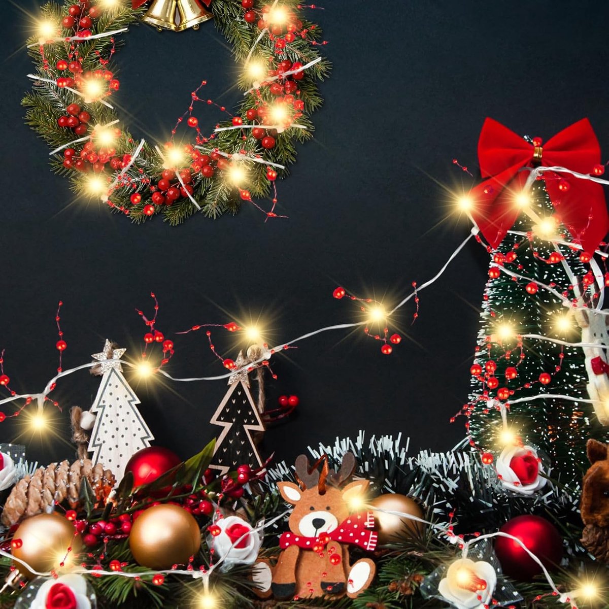 SnelShoppen - 30 LED Fairy Lights met Bessen - 3 m Batterij Aangedreven Sfeerverlichting voor Binnen en Buiten - Perfect voor Feest, Tuin, Bruiloft en