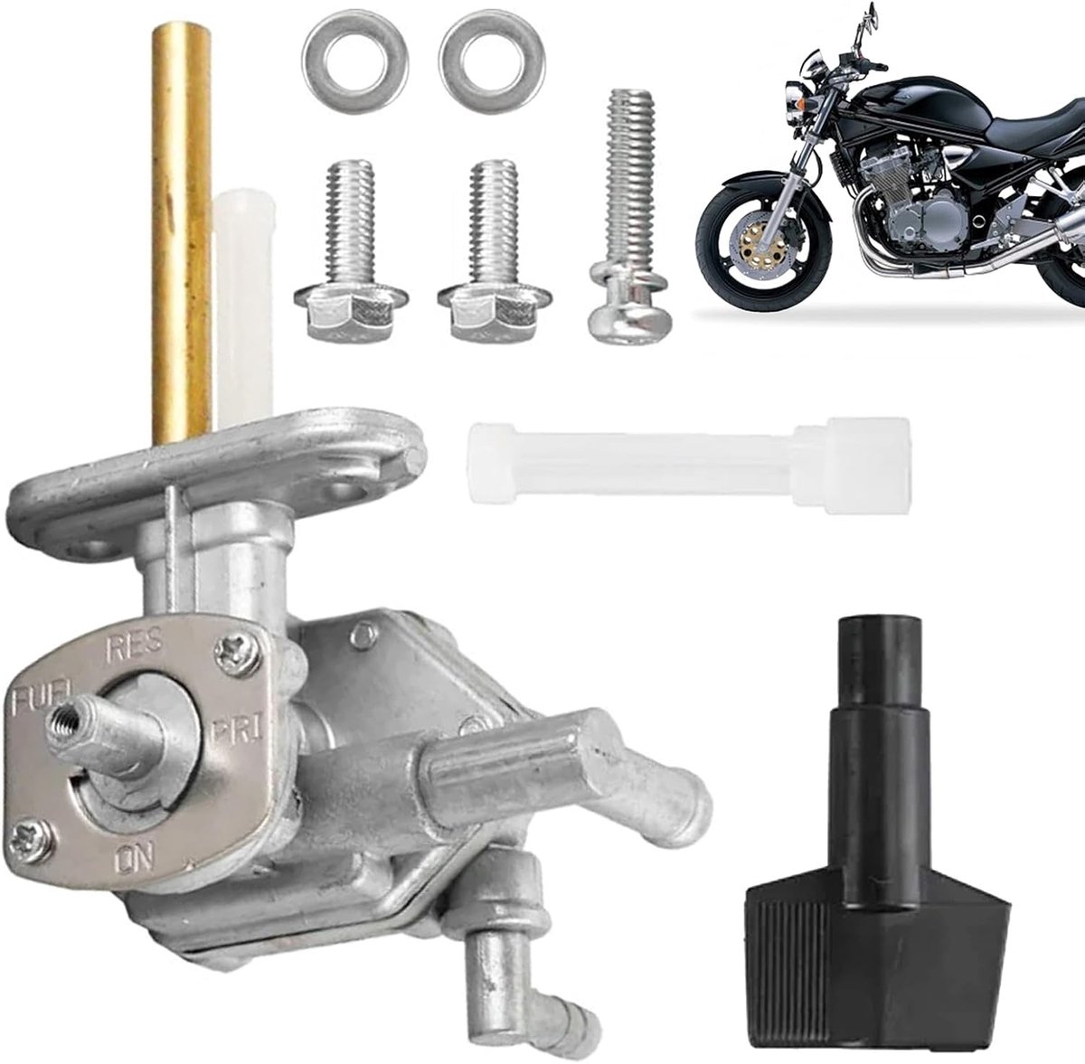 SnelShoppen - Fuel Crane Voor Motorfiets, Brandstoftap Generator Schakelaar, Tankklep Voor Suzuki GSF 600 Bandit, Duurzaam Koper, Zinklegering en Plas