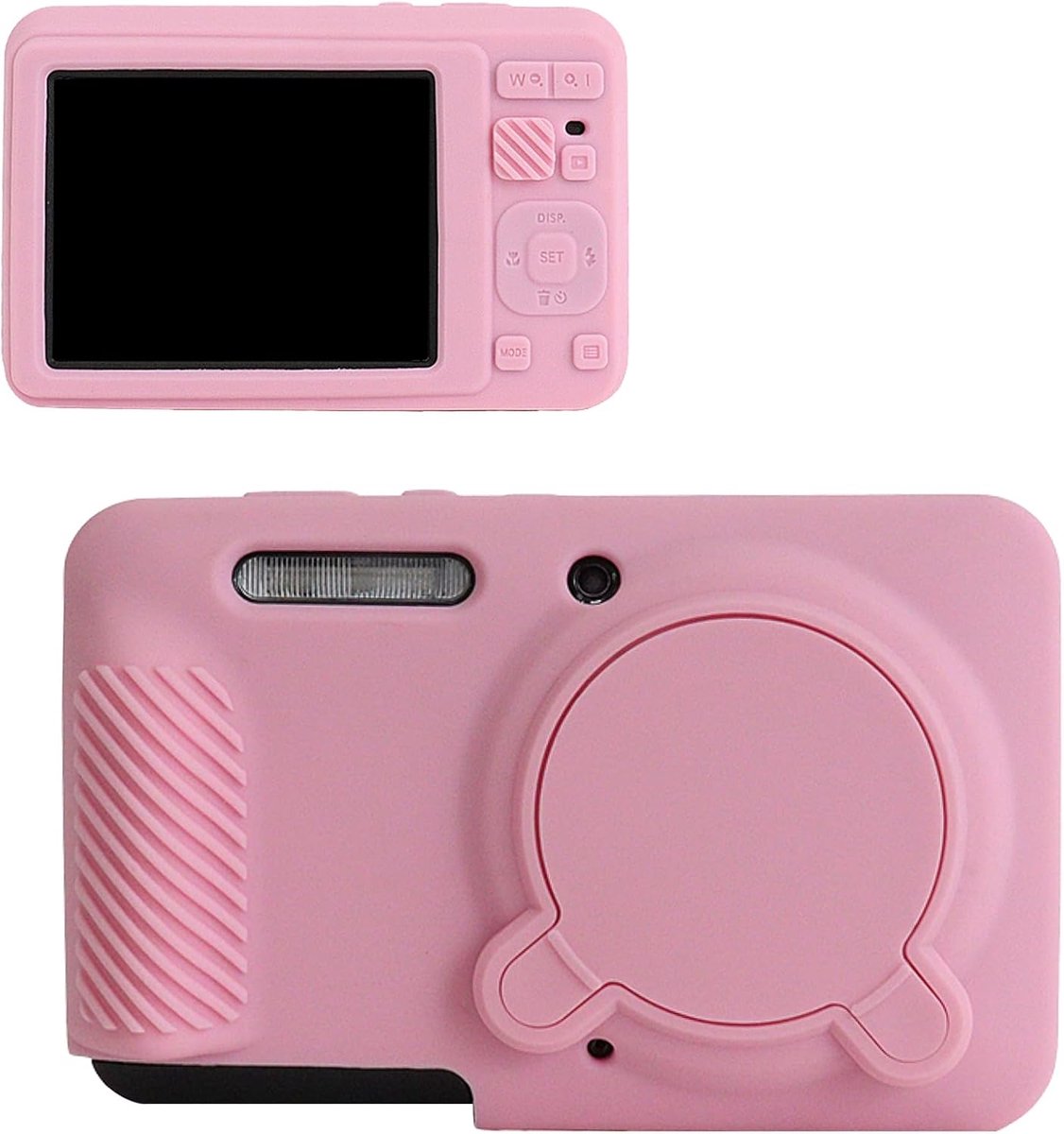 SnelShoppen - Silicone Camera Case voor Kodak PIXPRO FZ55 - Zachte en Sterke Beschermhoes - Inclusief Afneembare Lensdop - Slank en Krasvrij - Roze