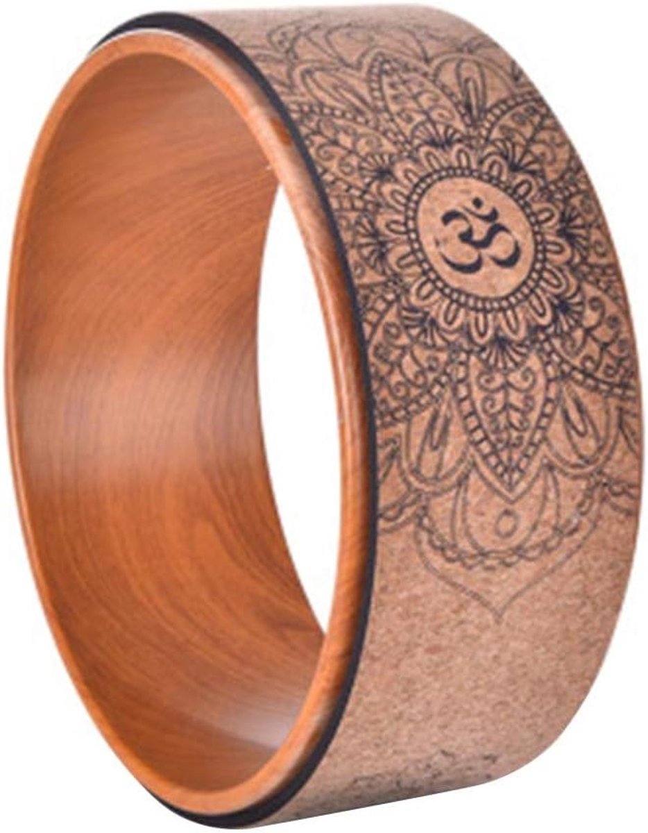 SnelShoppen - Yoga Wheel, Dharma Yoga Steunwiel voor Balans en Flexibiliteit, Extra Dikke Kussen, Natuurlijke Kurk, 33 x 13 cm, Antimicrobieel, Perfec