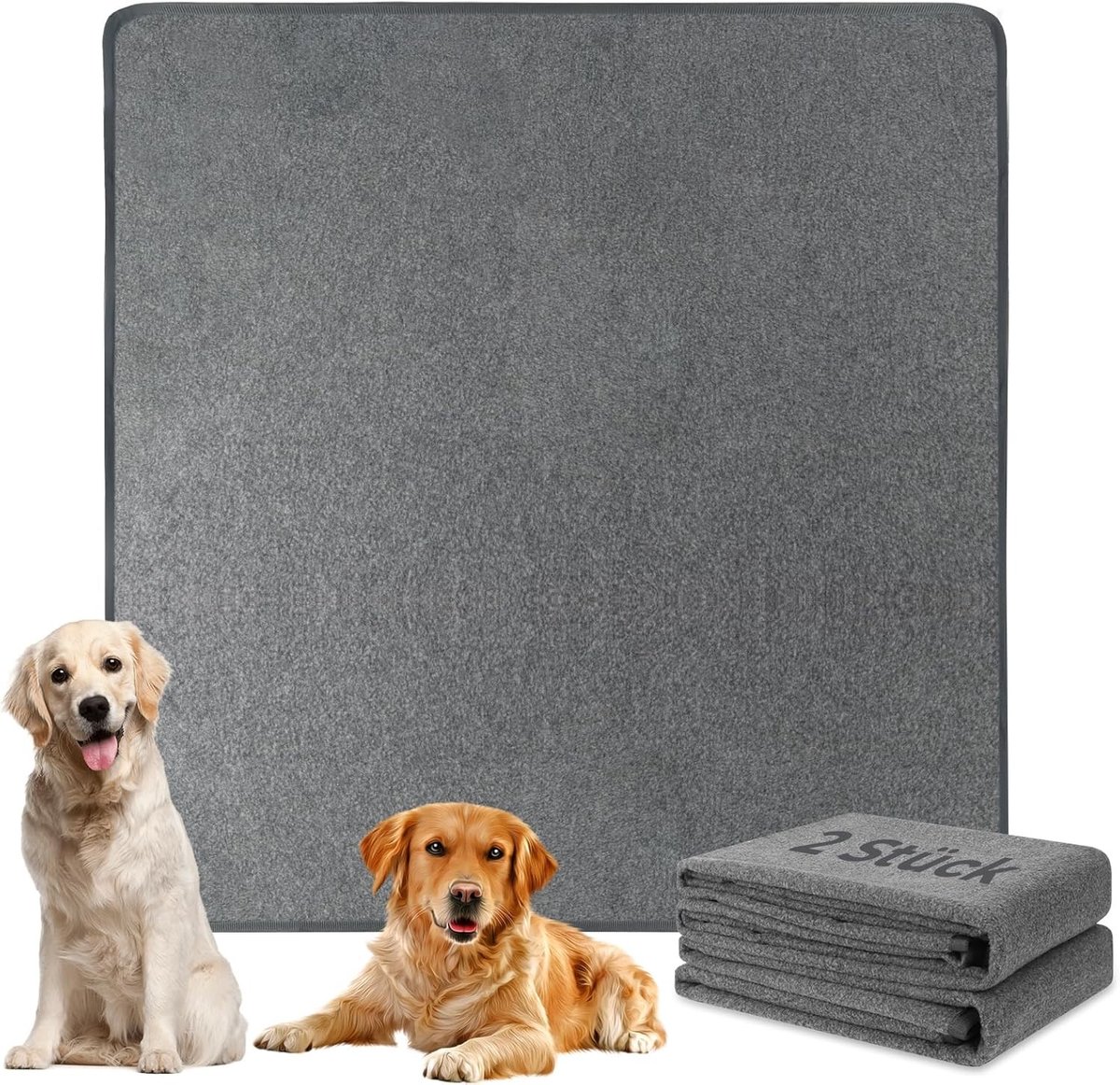 Herbruikbare Hond Pipi Matten Set van 2, 48" x 48", Antislip en Super Absorberend, Ideaal voor Puppy Training, Kittens en Cavia's
