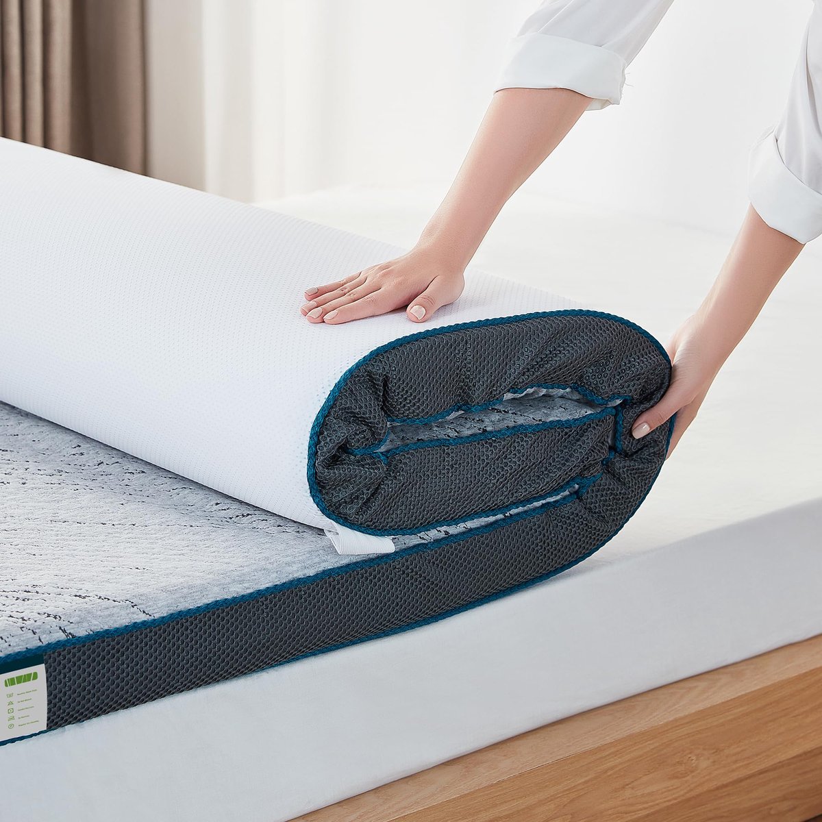 Matras Topper - Oplegger Gel Schuim - Comfort Verhogend - Gel en Bamboeinfused - 160 x 200 cm - Wit