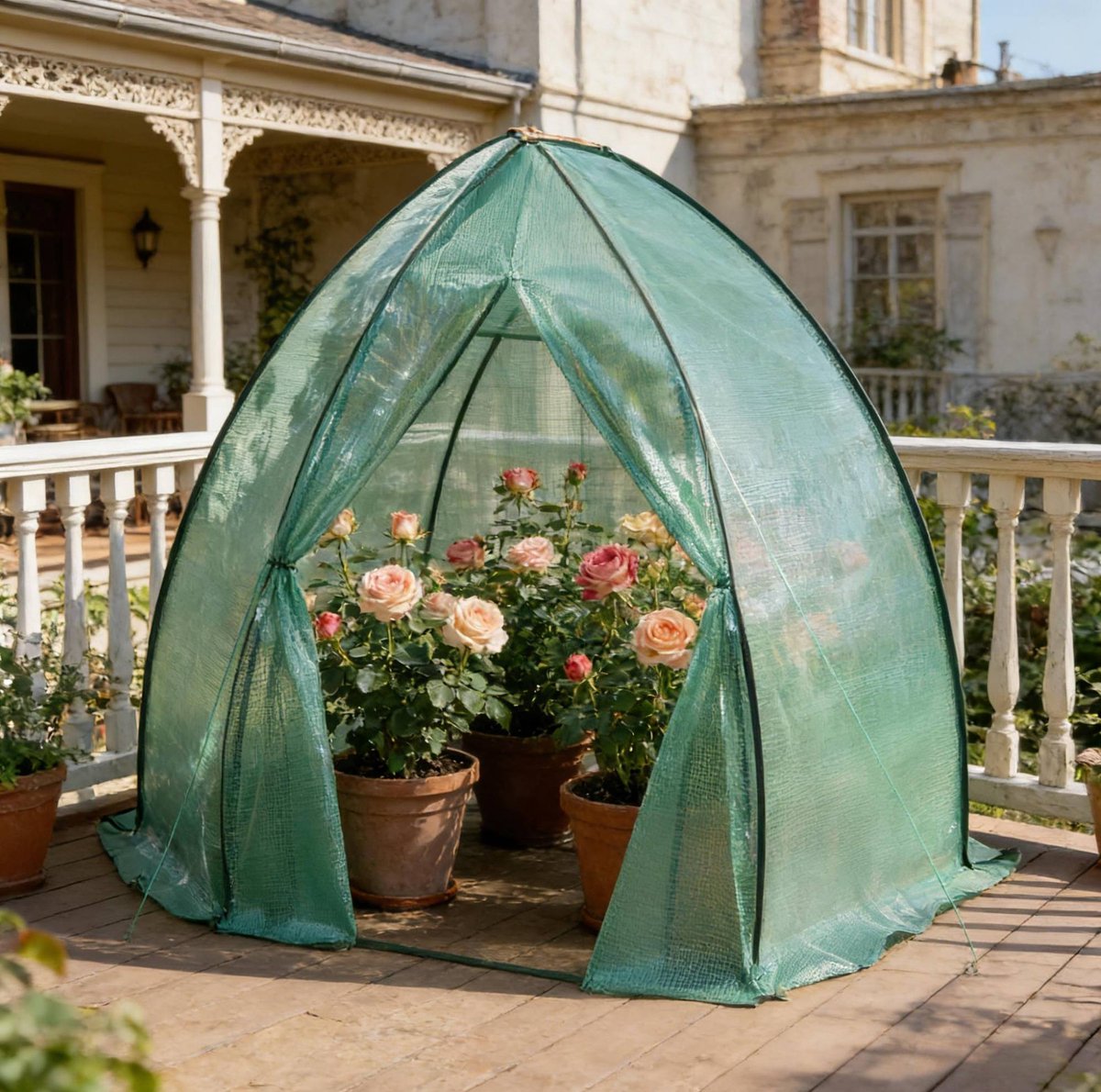 MIVRAY Tuinkas – Kegelvormige Bescherming – 240 x 200 x 240 cm – Staal En Polyetheen – Groen – Voor Zaailingen, Kruiden En Groenten – Met Ventilatie