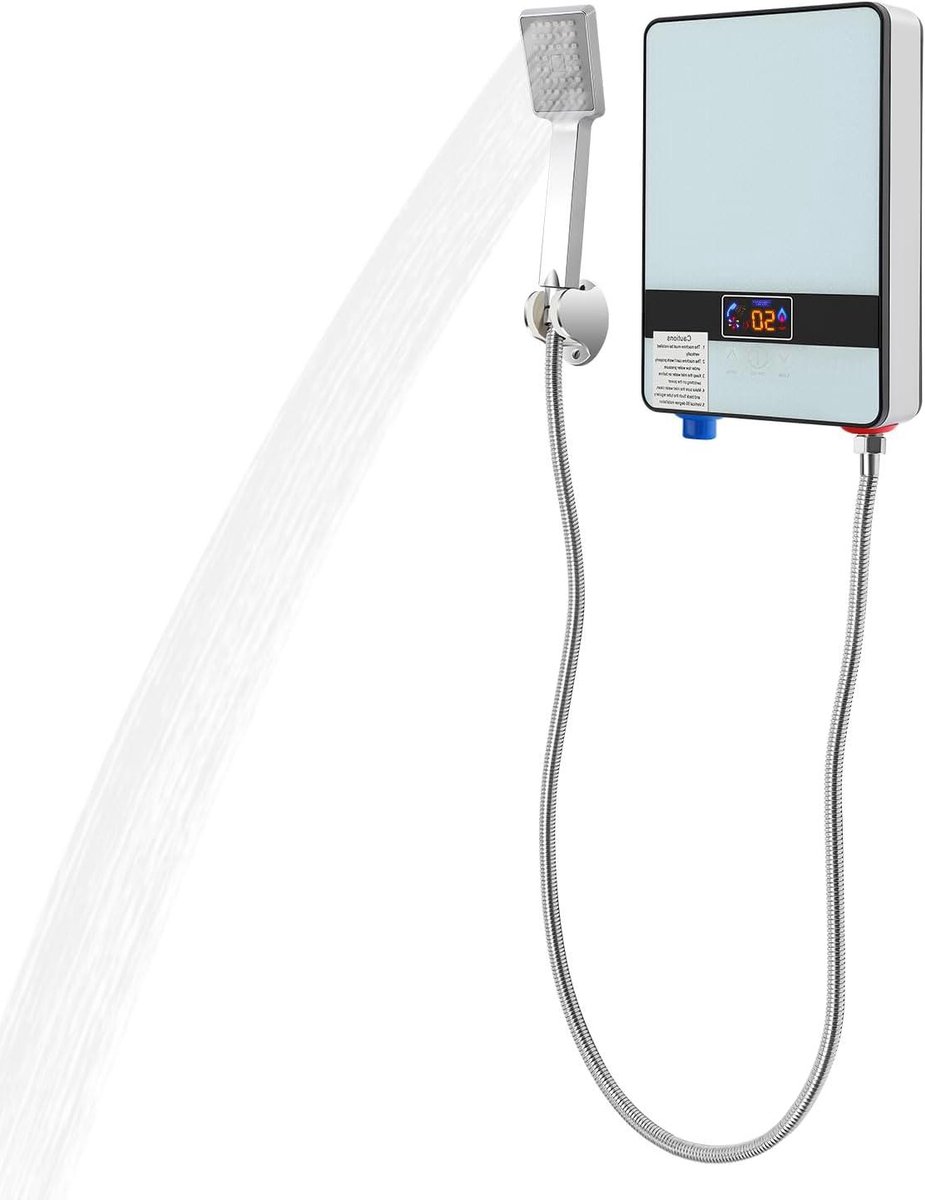 Doorstroomboiler Douche - Elektrische Boiler - Direct Warm Water - Instelbare Temperatuur - 6500 Watt - Wit