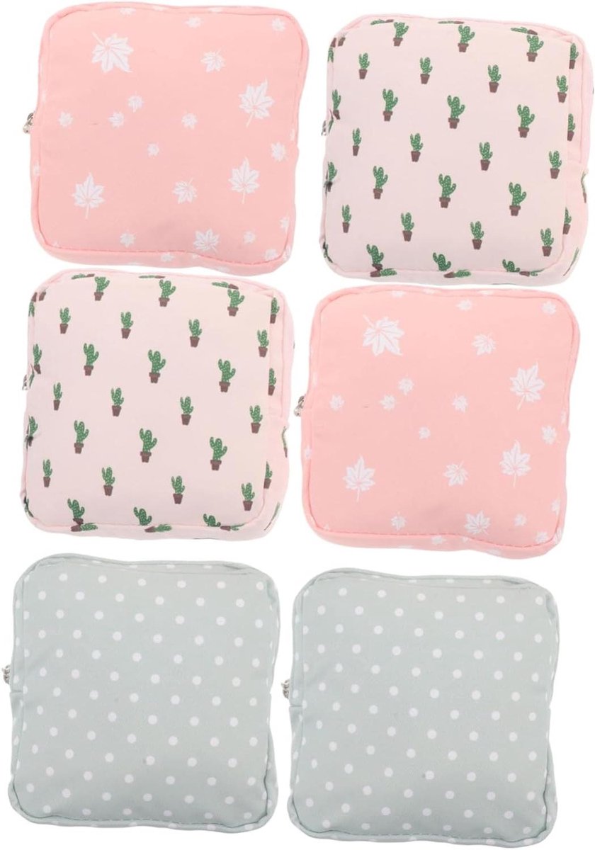 Kleine Katoenen Zakjes - Maandverband Tasjes - Hygiëne Onderweg - Discreet Ontwerp - 6 Stuks - Multi