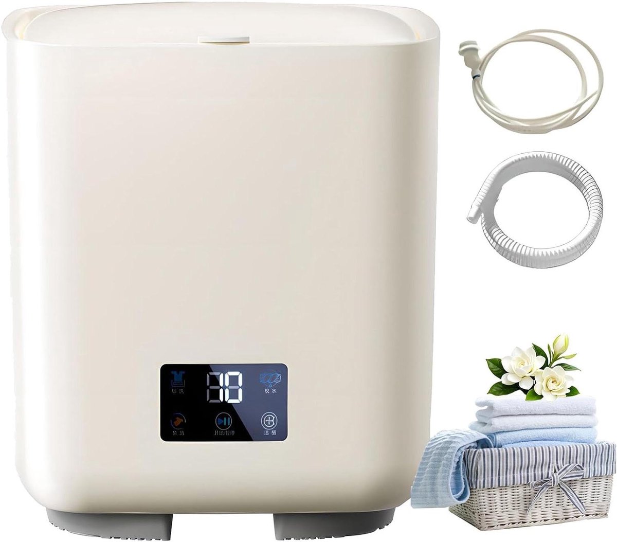 Draagbare Wasmachine Mini Wasmachine Babykleding Wassen 4 Slimme Wasmodi 7L Capaciteit Wit