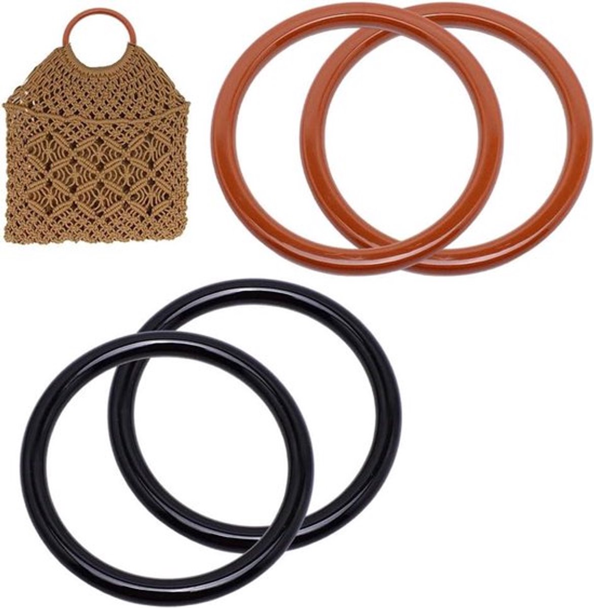 Voor: Ronde Tas Handvat Plastic 2 Kleuren Decoratief Vervanging Strand Canvas Macrame Gehaakte Portemonnee Maken