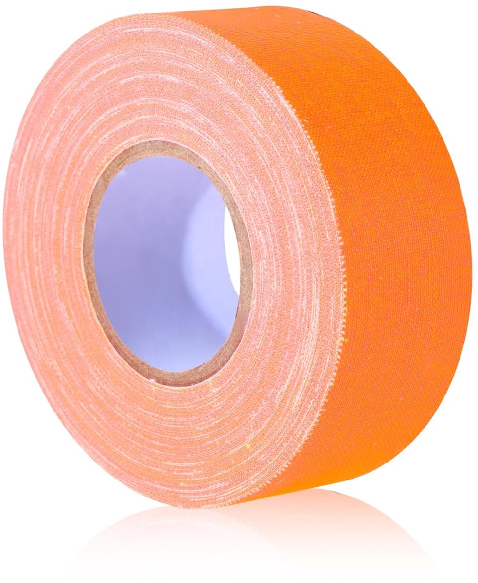 SnelShoppen - Neon Oranje Gaffer Tape 25mm x 15m - Fluorescent Adhesive Tape voor Feesten, Decoratie, Speelvloeren, UV Actief, Sterke Hechting, Reflec