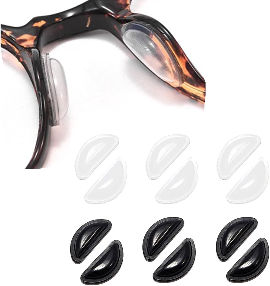 SnelShoppen - 6 Paar Neus Pads voor Brillen - 3.5 mm Dikke Zelfklevende Antislip Neussteunen met Airbag voor Zonnebrillen, Leesbrillen en Dagelijks Ge