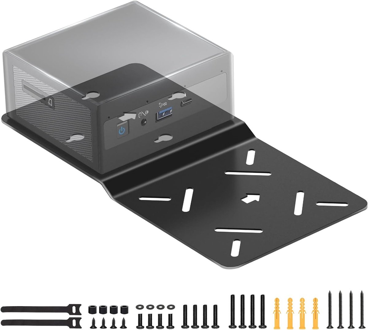 SnelShoppen - Mini PC VESA Houder voor Intel NUC - Onder Bureau / Wandmontage met Kabelbeheer - Geschikt voor Gen 13, 12, 11, 10, 9, 8, 7, 6, 5 - Zwar