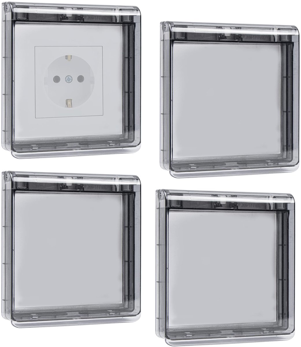 Dailygoods - Waterdichte Switch Cover - Type 86, Zelfklevend, 4 Stuks, Zwart