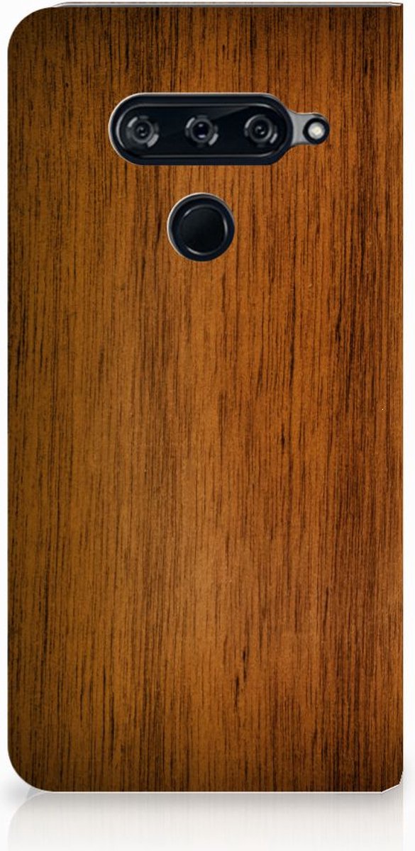 LG V40 Thinq Book Wallet Case Donker Hout