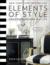 Boek 'Elements of Style' met een zwart-witte gestreepte stoel, zwart kastje en buste.