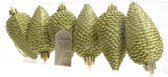 Dennenappels Glitter (8cm) Multi 6 Stuks Olive Green