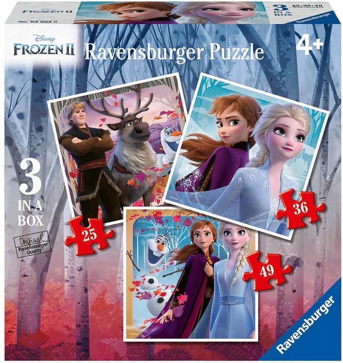 opraken Dinkarville Het koud krijgen Ravensburger 3in1 Puzzel Disney Frozen 2 25-36-49 Stukjes | bol.com