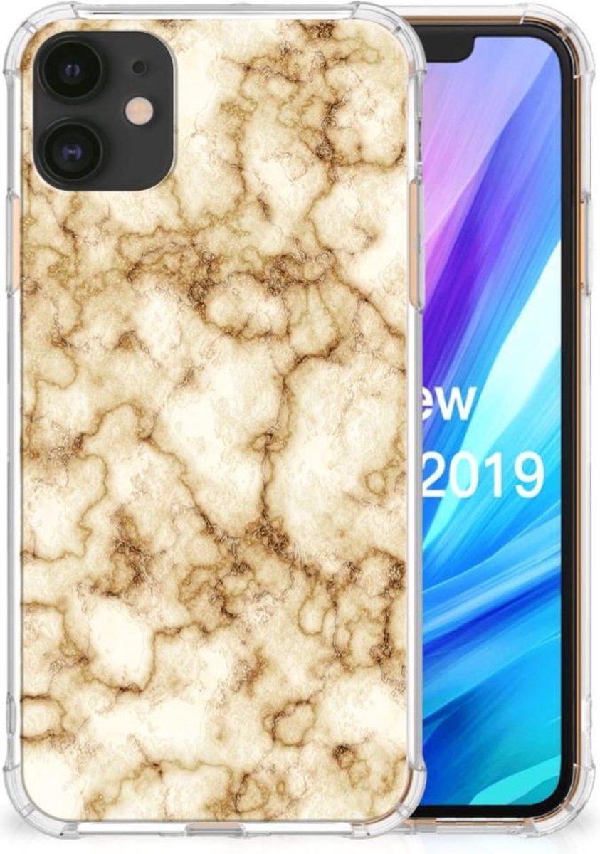 Apple iPhone 11 Anti-Shock Hoesje Marmer Goud