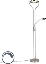 QAZQA divo - Moderne LED Dimbare Vloerlamp | Staande Lamp  met Dimmer met leeslamp - 1 lichts - H 1800 mm - Staal -  Woonkamer