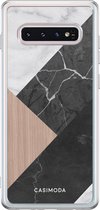 Samsung s10 hoesje siliconen - Marble wooden mix | Samsung Galaxy s10 case | multi | TPU backcover transparant
