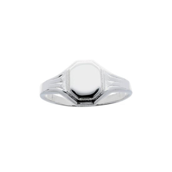 Lilly ring - achthoek plaatje - zilver - monogram - mt 42