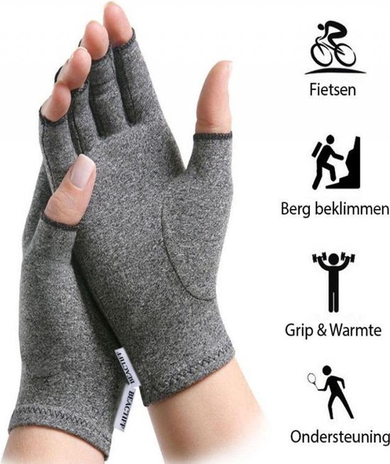 Artritis handschoenen (Maat XL), artrose reuma compressie handschoen zonder toppen,...