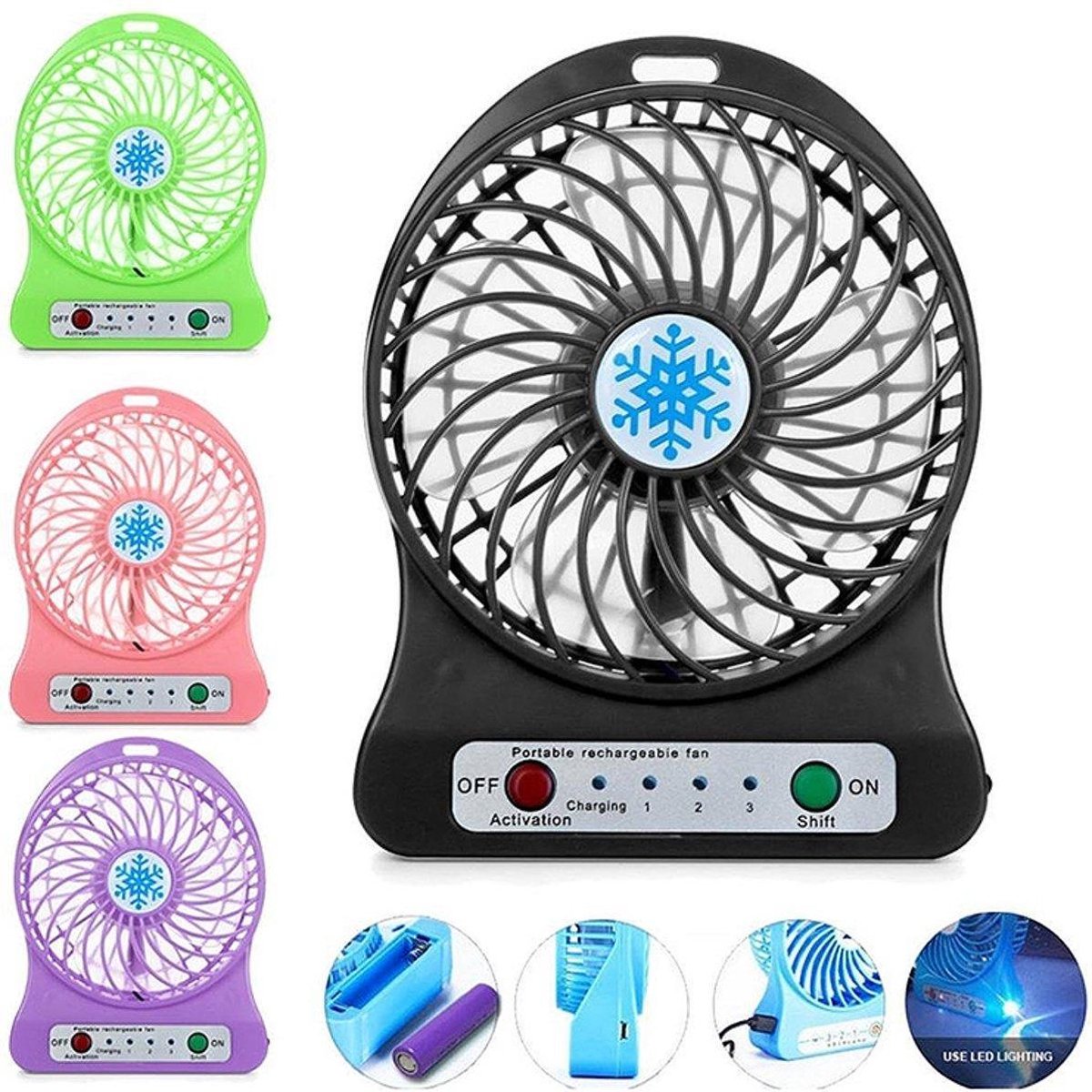Oplaadbare Draagbare Ventilator Handventilator Op Batterij 3 Standen oplaadbare-draagbare-ventilator-handventilator-op-batterij-3-standen
