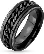 Ringen Mannen - Ring Mannen - Zwarte Ring - Ring Heren - Heren Ring - Ring - Ringen - Met Uniek Schakelmotief - Groov