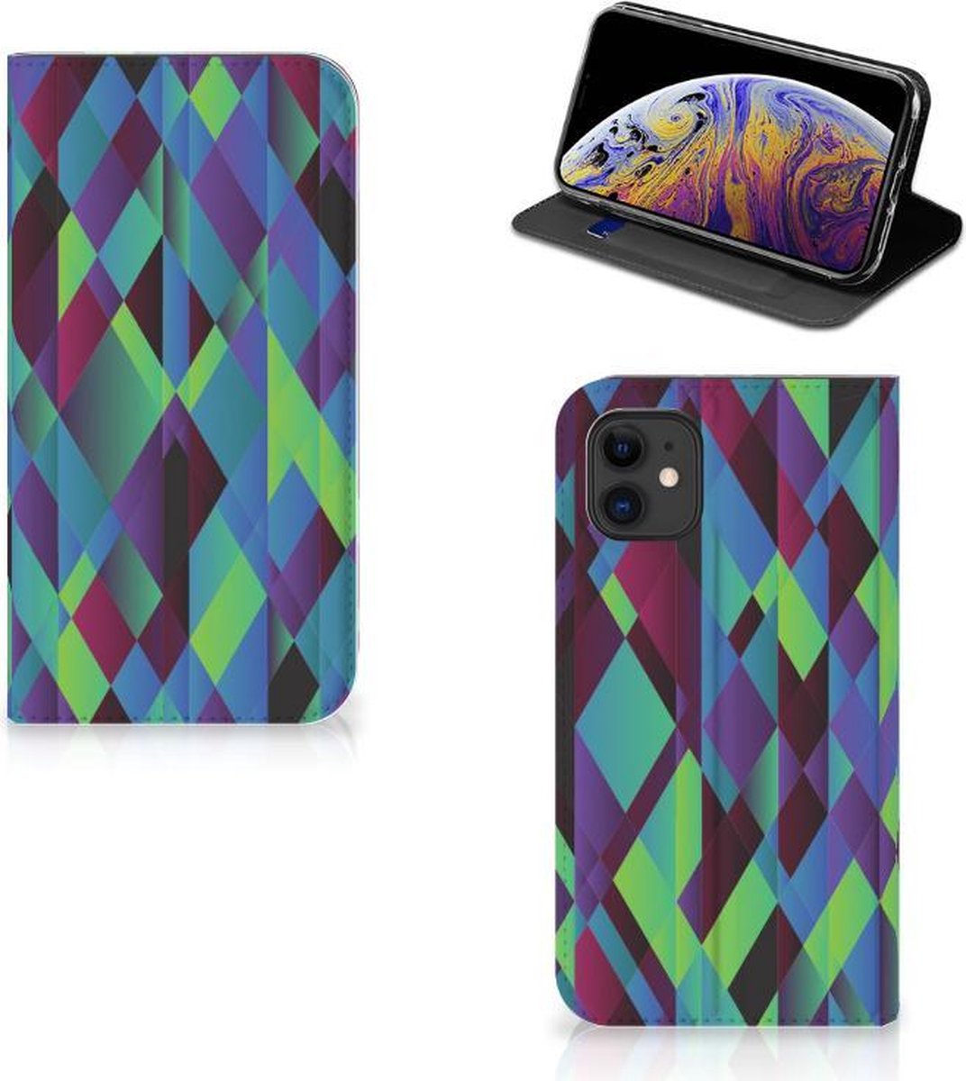 Standcase Hoesje voor Apple iPhone 11 Stand Case Abstract Green Blue