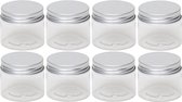 8x Kunststof weckpot/inmaakpot 50 ml met schroefdeksel - 50 ml - 5 cm - Weckpotten/inmaakpotten - Kruidenpotje