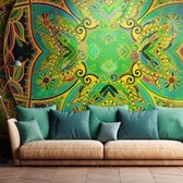 Fotobehang - Mandala: Groene Fantasie, premium print vliesbehang