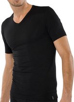 SCHIESSER 95/5 heren T-shirt (1-pack) - V-hals - zwart -  Maat: 4XL