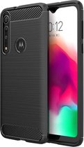 Motorola Moto G8 Plus Geborsteld TPU Hoesje Zwart