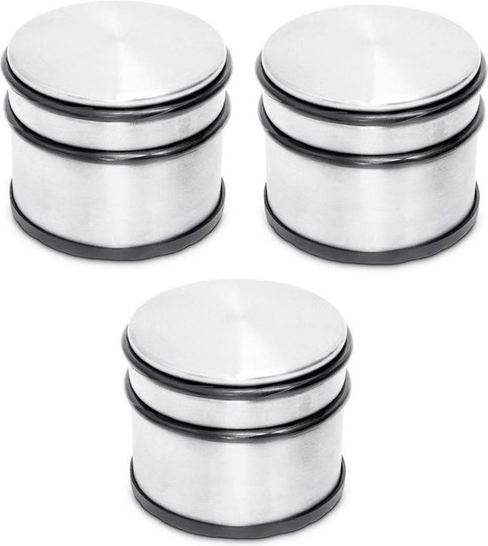 3x Ronde deurstopper met rubberen bescherming - 9 x 7.5 cm - 1.1 kg - deurstop