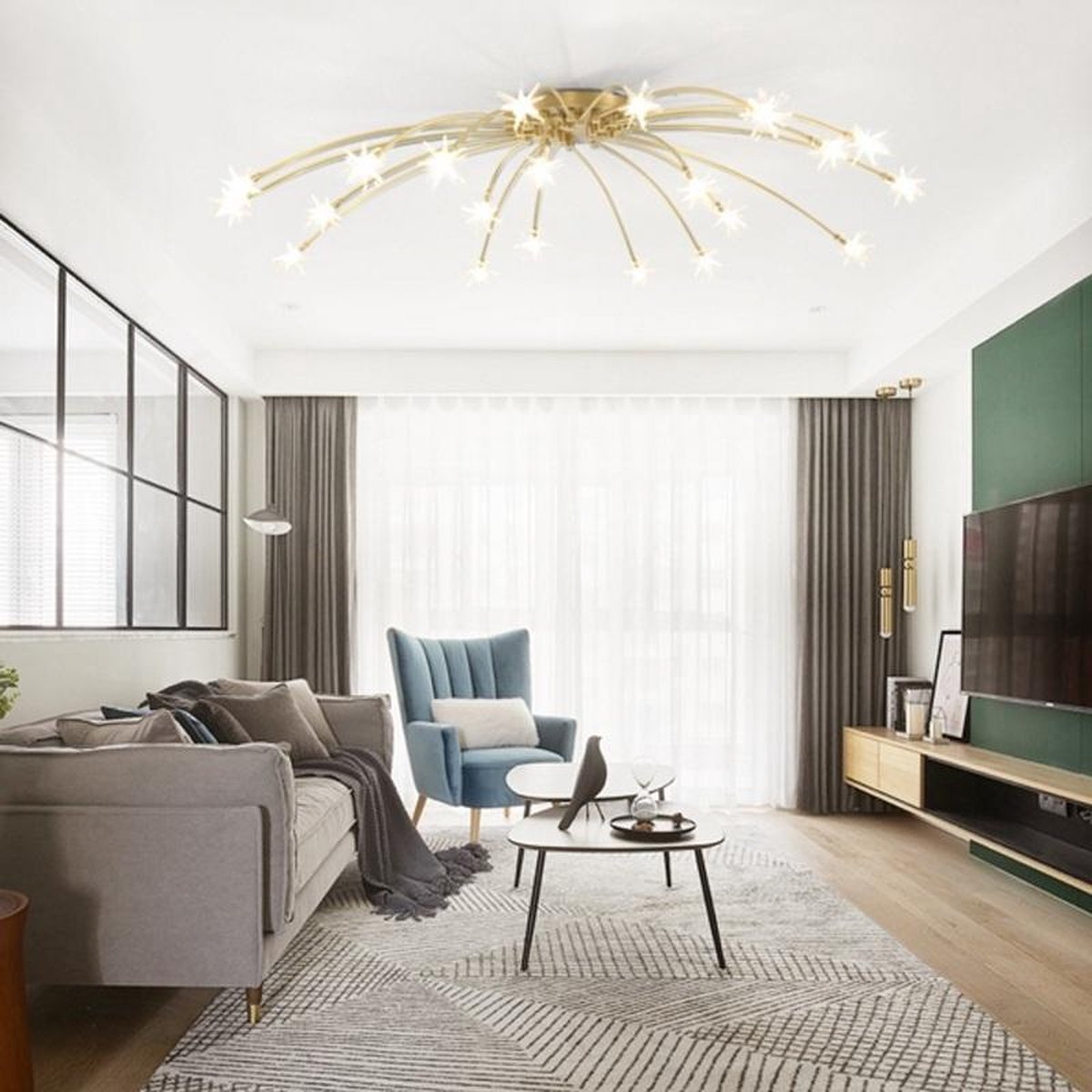 Slaapkamer woonkamer moderne minimalistische studie sterrenlicht koperen  plafond lamp ... | bol.com