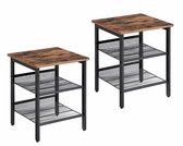 Set van 2 houten nachtkastjes - bruin / zwart