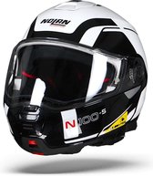 Nolan N100-5 Consistency Metal Wit N-Com 019 Systeemhelm - Motorhelm - Maat M
