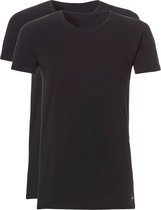 Ten Cate Basic T-shirt Zwart Ronde Hals Slim Fit 2-Pack - XL