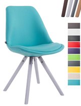 CLP Laval Bezoekersstoel - Rond - Kunstleer wit (eik) blauw