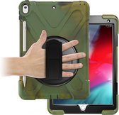 Tablet hoes geschikt voor iPad 10.2 2019 / 2020 / 2021 Cover - Hand Strap Armor Case - Camouflage