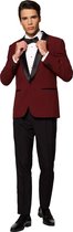 OppoSuits Hot Burgundy - Heren Tuxedo Smoking met Vlinderdas - Chique - Rood - Maat EU 50