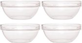 4x Salade schaaltjes/slakommetjes van glas 12 cm - Schalen en kommen - Keuken accessoires