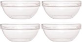 4x Salade schaaltjes/slakommetjes van glas 12 cm - Schalen en kommen - Keuken accessoires