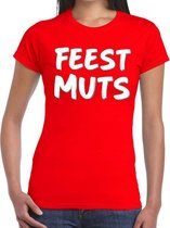 Rood fun tekst t-shirt - Feestmuts - voor dames L