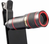 Clip-On Smartphone Zoomlens -12x- iPhone / Mobiele Telefoon Camera Telescooplens / Tele Lens - Zwart