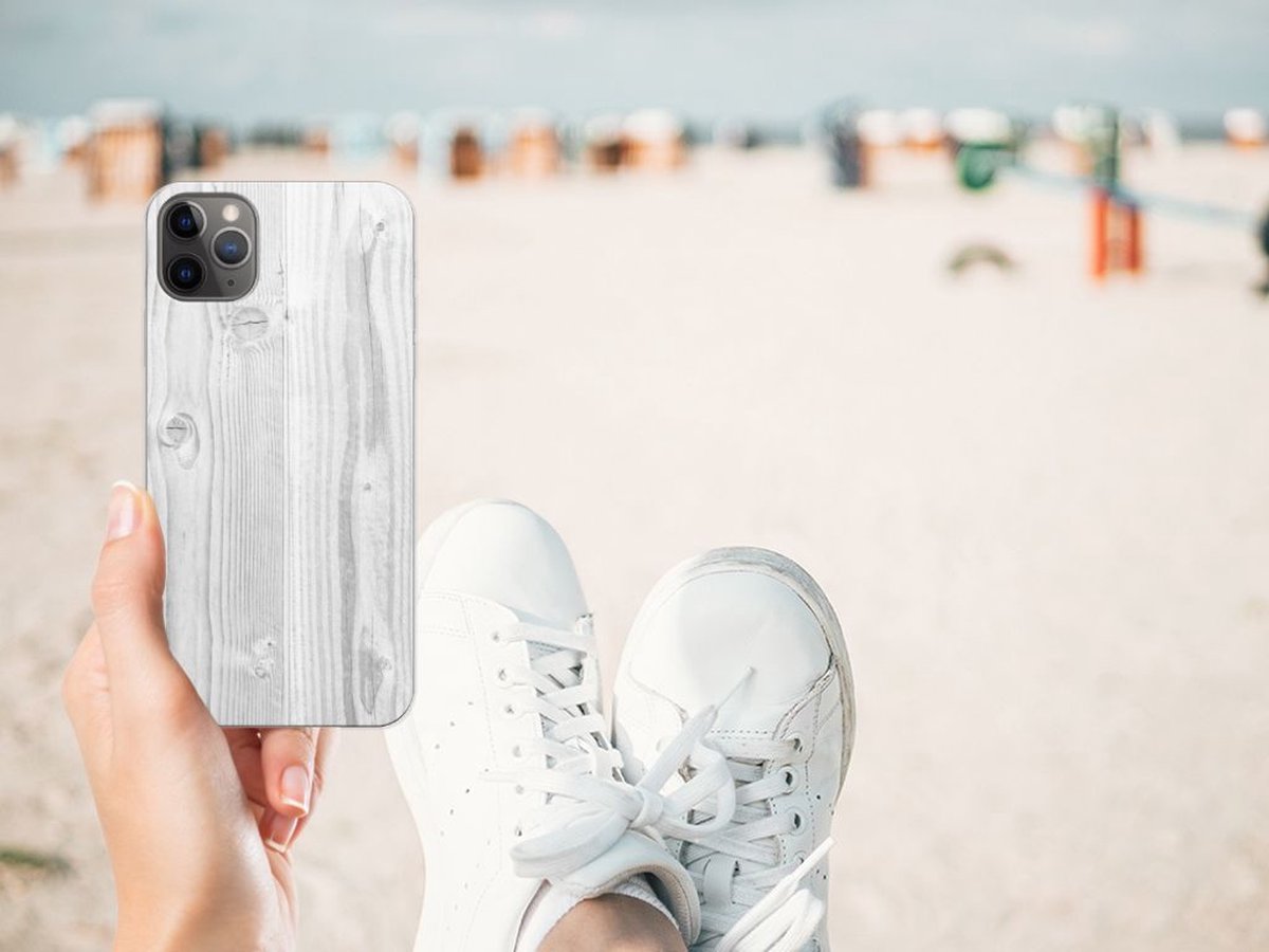 Apple iPhone 11 Pro Max Bumper Hoesje White Wood