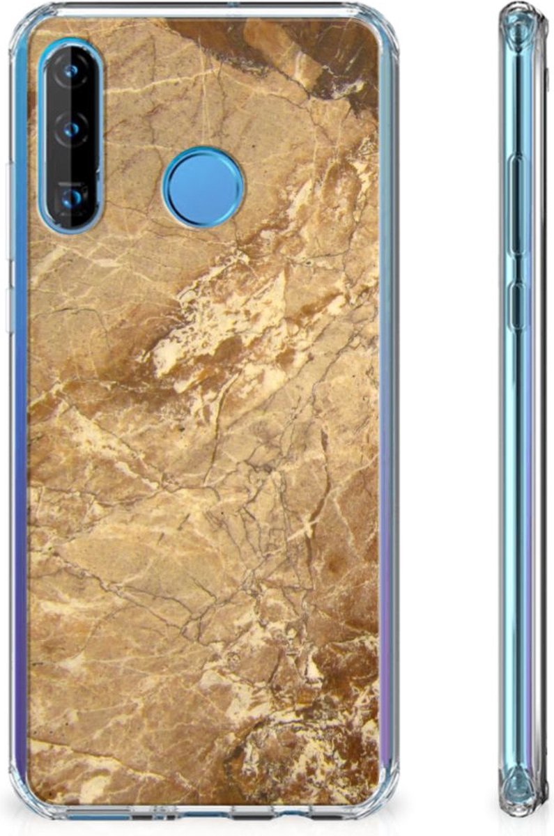 Huawei P30 Lite Anti-Shock Hoesje Marmer Creme