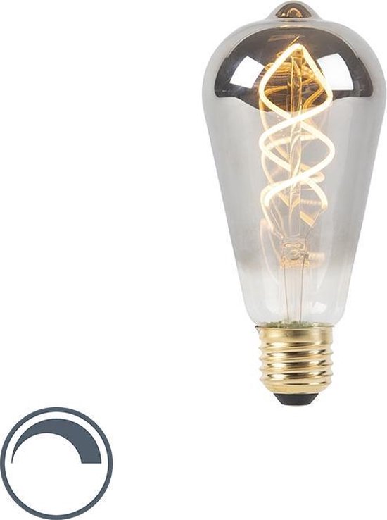schrobben lucht invoeren LUEDD E27 dimbare LED gedraaid filament lamp smoke 100 lm 2100K | bol.com