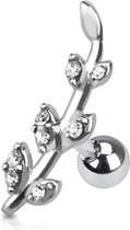 Tragus piercing flower line wit