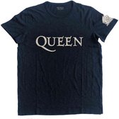 Queen - Logo & Crest Heren T-shirt - XL - Blauw