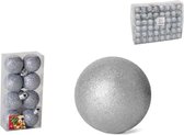 Gerim Kerstballen - 8 stuks - zilver - kunststof - glitters - D3 cm