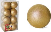 Gerim Kerstballen - 16 stuks - goud - kunststof - glitters - D5 cm